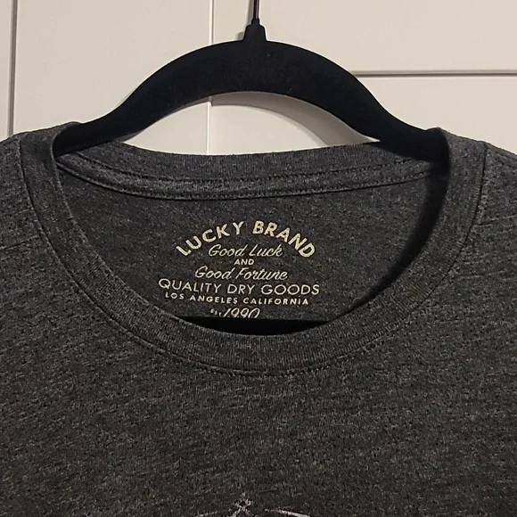 Lucky Brand T-Shirt Tee Men's Large Charcoal Gray Short Sleeve Spades Casual - Picture 6 of 10